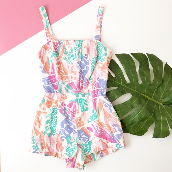 Vintage Other - Vintage 1970s Cotton Playsuit Romper Tropical Ceeb